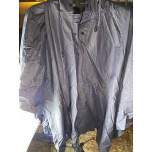 Wolfmark durable waterproof poncho Navy side button drawstring hood OSFA